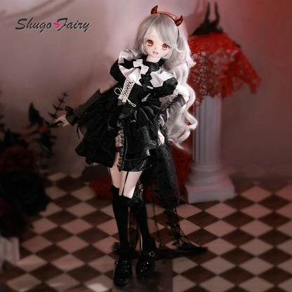 ShugaFairy Bree A 1/4 BJD FullSet Anime-Style Head Demon Horn Cat Female Magnetic Tail  Ears Ball-Jointed Doll Gift Figure
