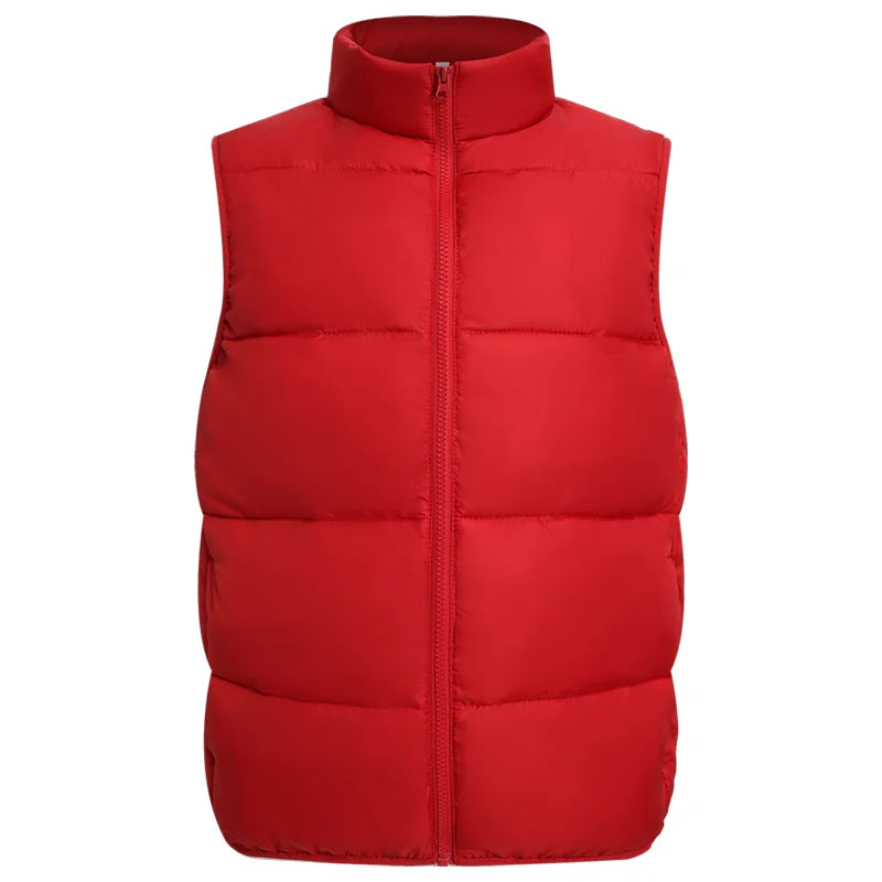 Winter Down Vest Custom Logo Casual Solid Color Down Vest Printing Company Brand Plus Velvet Warm Vest Printing Picture Text