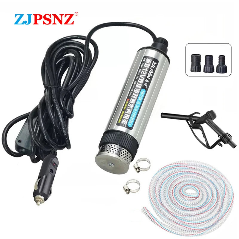 60L/min Flow 12m Head 12V 24V Car Auto Oil Pump Pure Copper Motor 265W High-power Refueling Machine Transfer Pump Sewage Pump