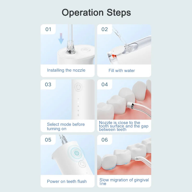 Mijia Electric Oral Irrigator F300 Dental Water Jet Portable Powerful Pick Flosser Teeth Whitening Cleaner Mouth Cleanner