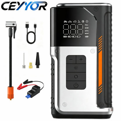 CEYYOR Car Jump Starter With 150PSI Air Pump For Auto Motorcycle, Portable 12V Car Battery Booster Starting Device Starter