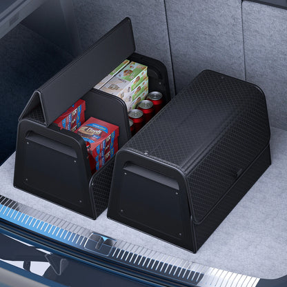 Car Trunk Organizer with 4-Point Magnetic Closure – PU Leather, Reinforced ABS Frame, Fits SUV, Sedan, and Home Use