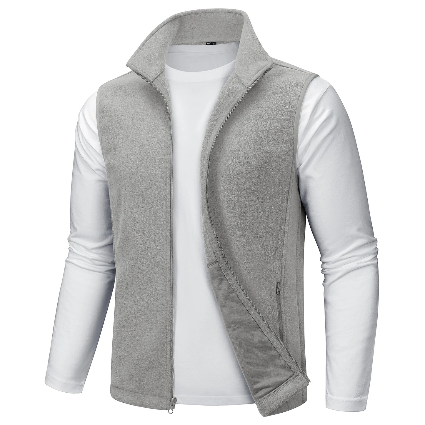 TACVASEN Men's Fleece Vest Zip Up Lightweight Sleeveless Jacket Warm Polar Fleece Outerwear with Pockets Casual Golf Hiking Vest