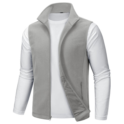TACVASEN Men's Fleece Vest Zip Up Lightweight Sleeveless Jacket Warm Polar Fleece Outerwear with Pockets Casual Golf Hiking Vest