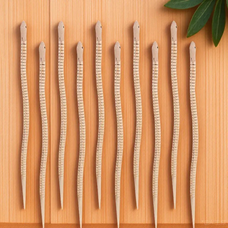 10Pcs Wooden Blank Snake Unfinished DIY Craft Painting Kit Flexible Wiggle Snake Sensory Learning Decor Gift for Kids