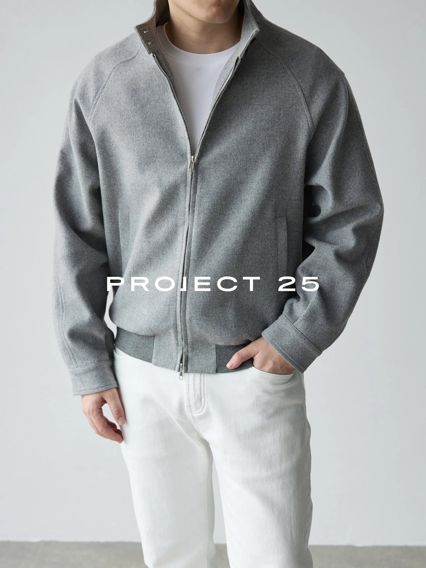 PROJECT 25 Wool Blend Tweed Jacket Men Short Wide Oversized Silhouette Quiet Luxury Casual Outerwear