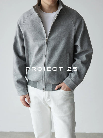 PROJECT 25 Wool Blend Tweed Jacket Men Short Wide Oversized Silhouette Quiet Luxury Casual Outerwear