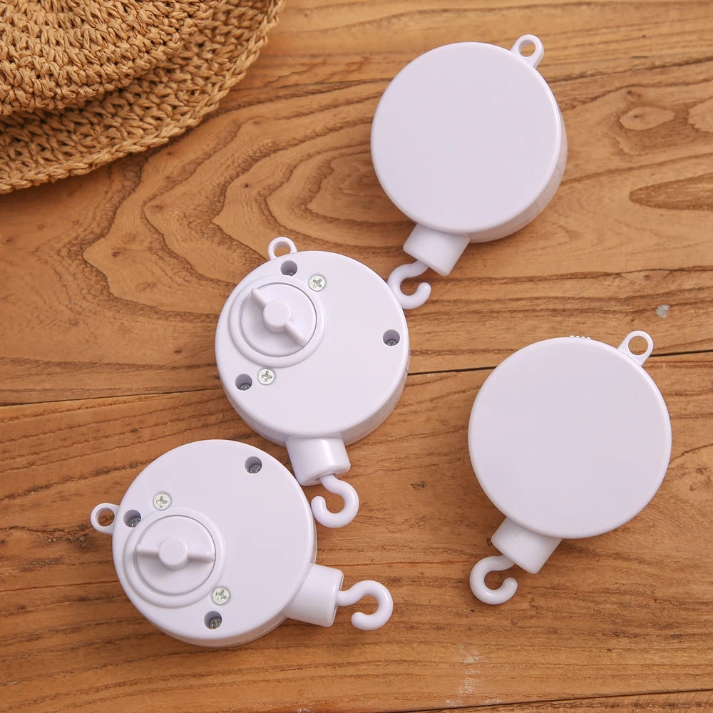 Crib Bell Rotary Music Box with Songs 0 12 Months Baby Bed Hanging Bell Toy Motor Accessory Pendant Toy Nursery Plays Wood Grain