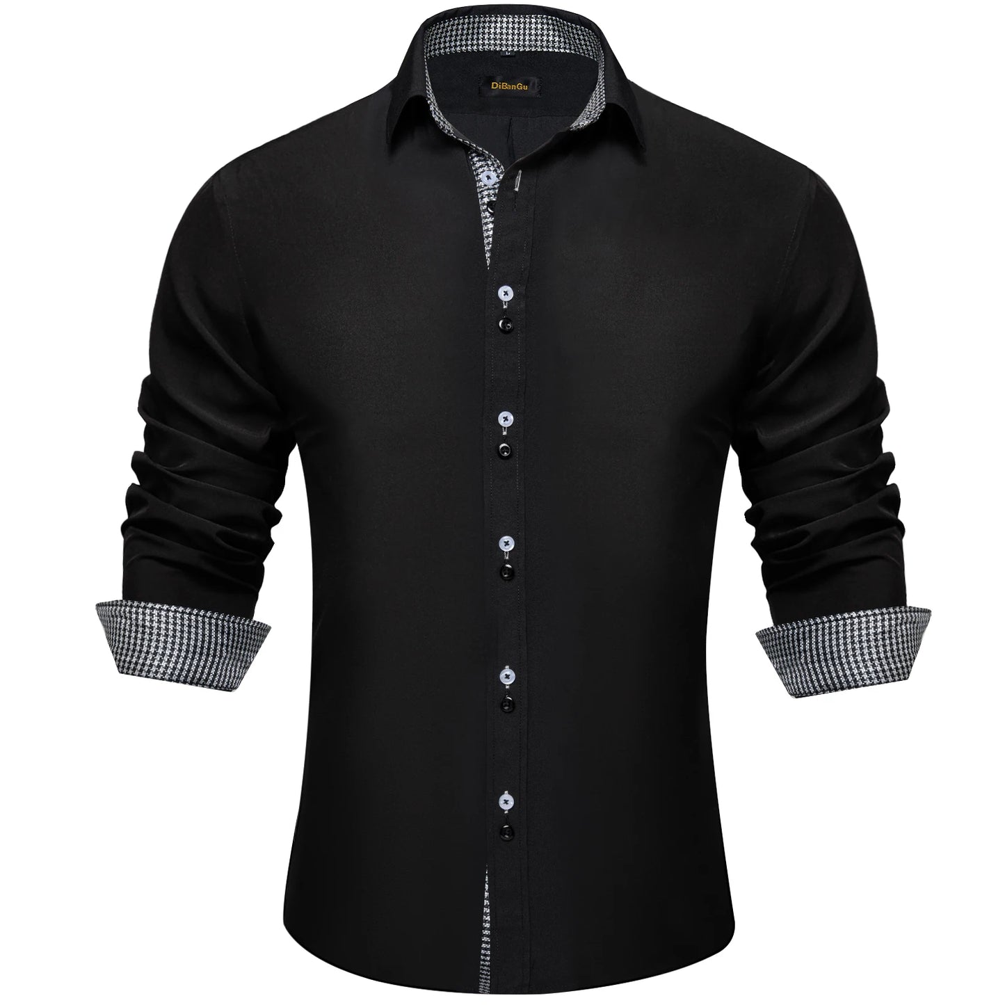 Men's Polyester Cotton Solid Black Shirts Long Sleeve Blue Paisley Patchwork Social Casual Dress Shirt Elegant Men Clothing