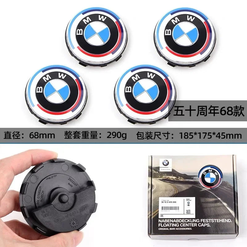 Original BMW 56/68mm Magnetic Suspension Hub Cover for 1 3 5 7 Series X1 X3 X5 - Tire Center Symbol 50th Anniversary Edition