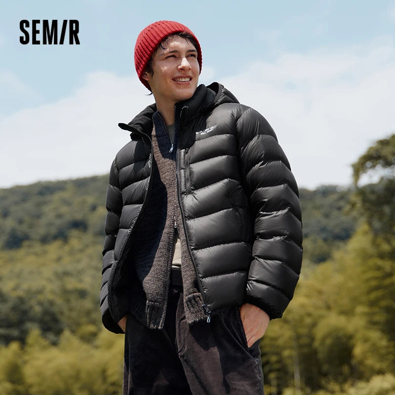 Semir Down Jacket Men Winter 90% Down Fill Lightweight Goose Down 2025 New Couple Removable Hooded Outerwear Men's Wear