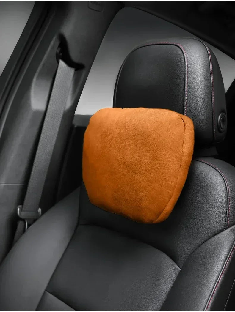 Italy Suede Car Neck Rest Pillow For Nissan Sentra Sylphy B17 B18 Seat Head Neck Support Cushion Auto Interior Accessories