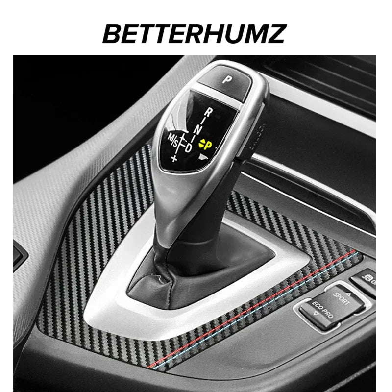 Center Console Gear Shifter Panel Trim Sticker For BMW F20 F21 2012-2019  Made of Alcantara Carbon Fiber Car Interior Accessory