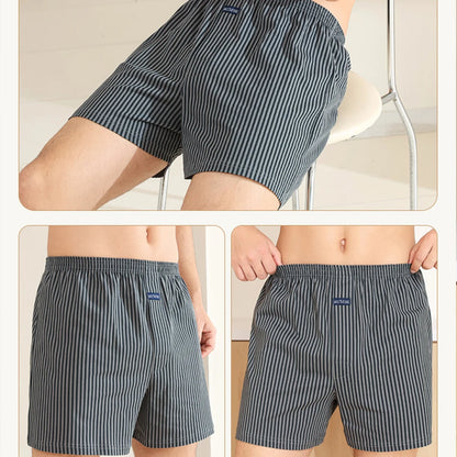 3PCS/Pack Loose Lengthed 140Kg Men Panties Big Size 100% Cotton Cozy Breathable Alo Boxer Trendy Striped Underwear Hidden Button