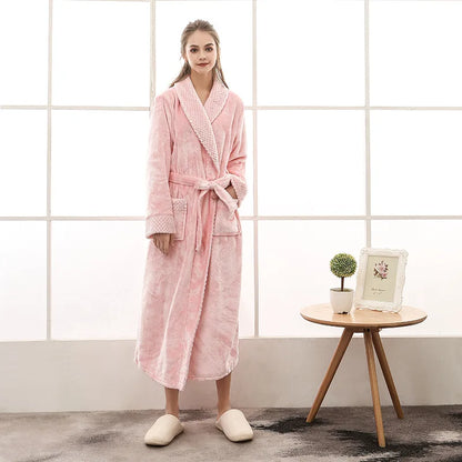 Men's Soft Plush Warm Winter Bath & Sleep Loungewear Stylish Cozy Couple's Matching Long Length Mink Fleece Patchwork Robe