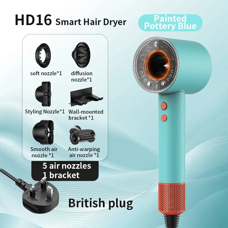 Hair Dryer with Negative Ions for Hair Care, Silent, Fast Drying, Temperature Control, High-Speed, Huaqiangbei Strong Wind Hd16 Hair Dryer