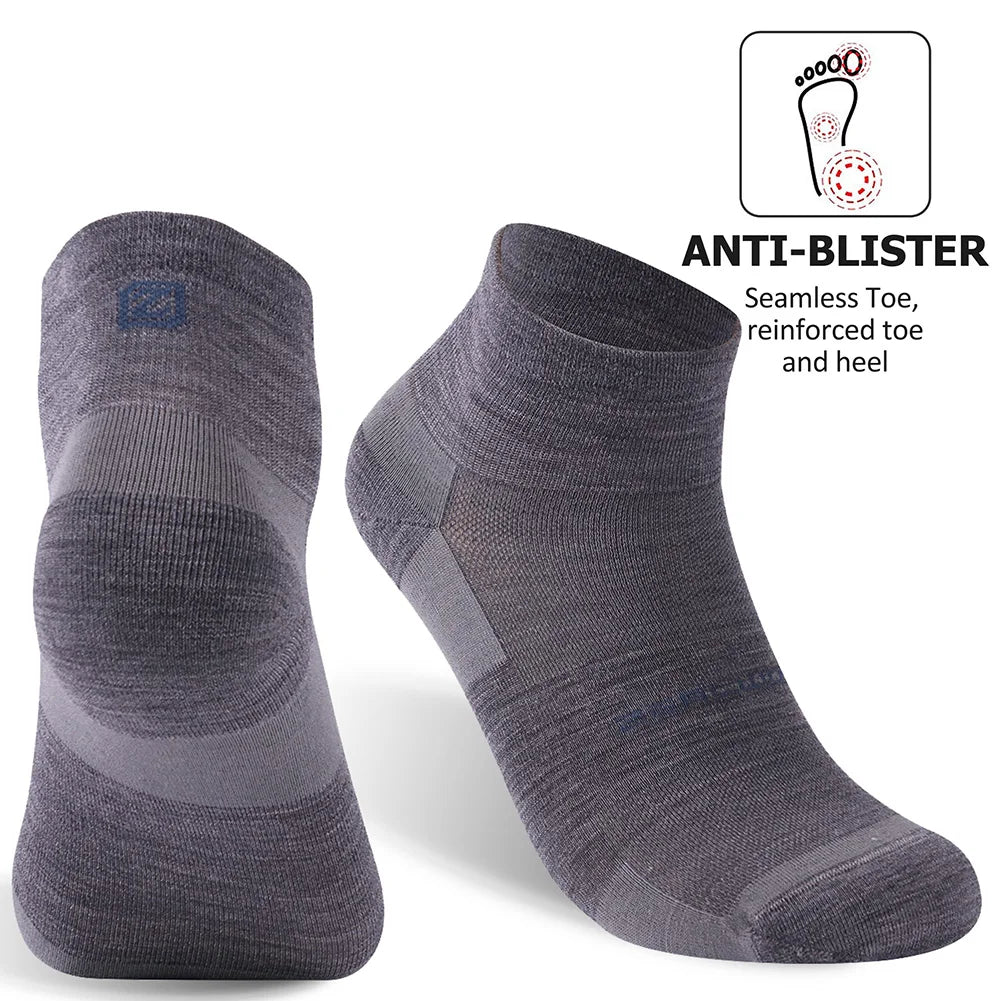 ZEALWOOD Merino Wool Running Socks Men Women No Show/Ankle/Crew Anti-blister Cushion Athletic Socks Ultra-Light Tennis 1/3 Pairs