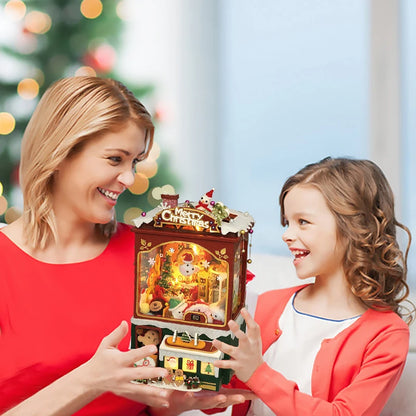 Christmas Gift DIY DIY Book Nook Wooden Christmas Doll House 3D Puzzle Assembly Building Model Bookshelf Insert Decoration Toys