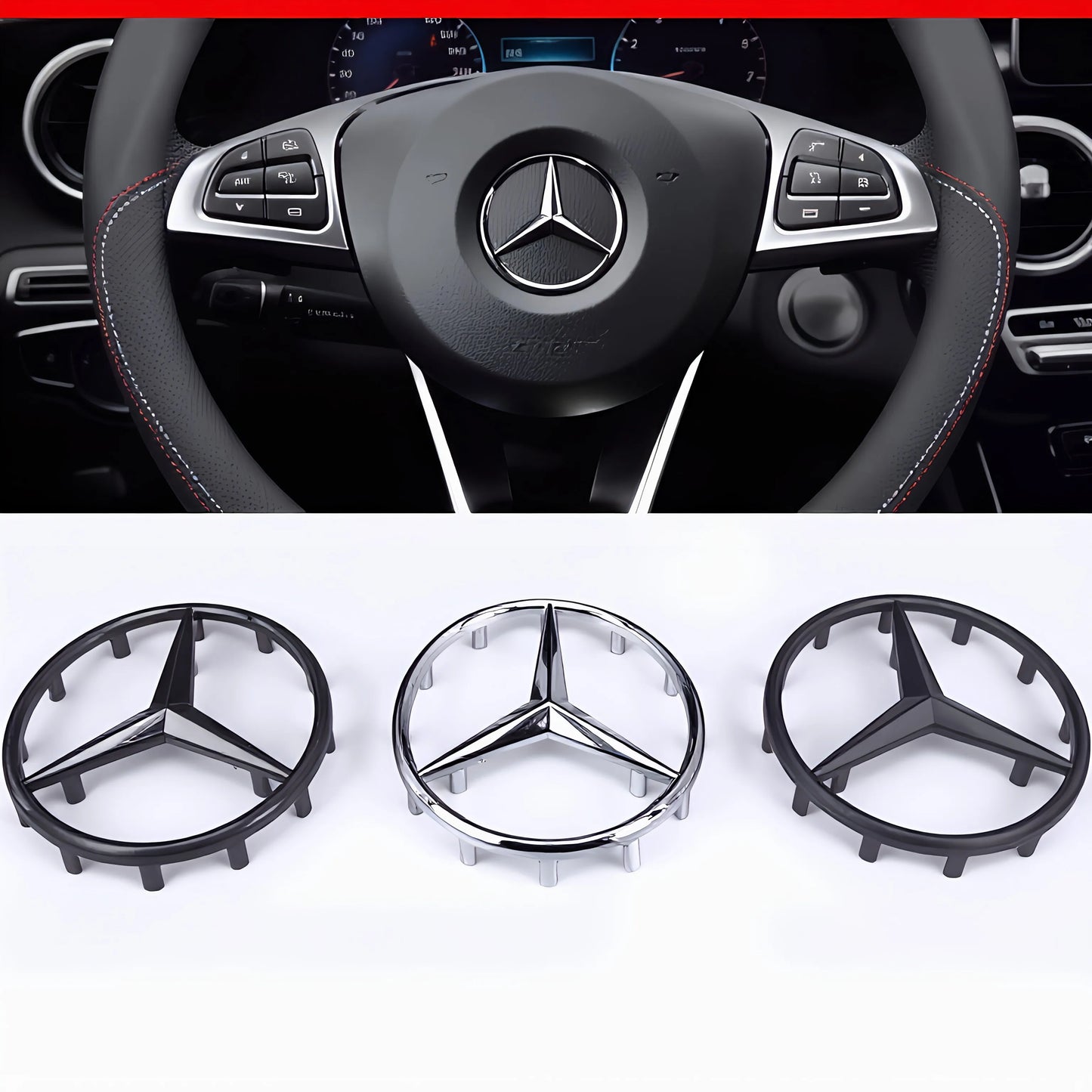 1pcs 52mm 57mm Car Steering Wheel Badge Emblem Sticker Mercedes Benz Amg W204 W205 W212 W213 W221 W177 W246 GLA GLC CLA A AAXXZZ