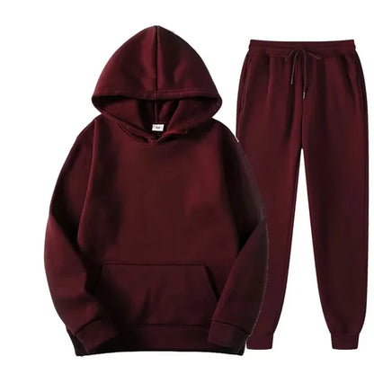 2026 Winter Eco-Friendly Soft Tracksuit Men's Set Long Sleeve Pullover Jogging Pants 2pcs Fitness Running Suits Sportswear Male