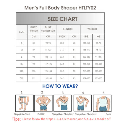 Men's Body Shaper Bodysuit Back Waist Opening Convenient Bathroom Use Tummy Control Thigh Shaping Compression Tops