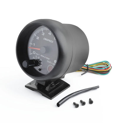 12V Tachometer Gauge 3.75'' Car Universal Black Tachometer Gauge 7color Inter Shift Light 0-8000 RPM Fit 4 6 8 Cylinder