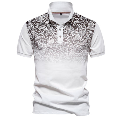 AIOPESON Men's Short Sleeve Polo Shirt, Gradient Printed, Cotton Blend, Summer Fashion, New Design