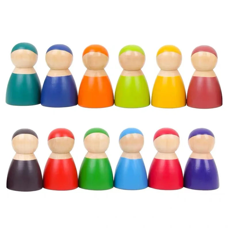 Wooden Rainbow Block Colorful Stacking Building Block Children Open-shaped creative building blocks Montessori Educational Toy