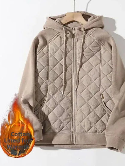 Women's Thickened Cotton Jacket Hooded Zipper Windproof Autumn Winter New Style Korean Version Large Size Casual Hoodie
