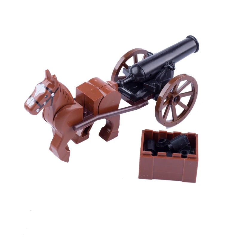 MOC Medieval Military Carriage Carriage Chariot Knight Transport Carriage Weapons Figures Vegetable Wood Bricks Children's Toys