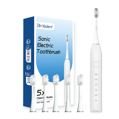 Dr.Yadent Sonic Electric Toothbrush for Adults 5 Modes Rechargeable Toothbrush IPX7 Waterproof 6 Brush Heads Type-C Gum Care