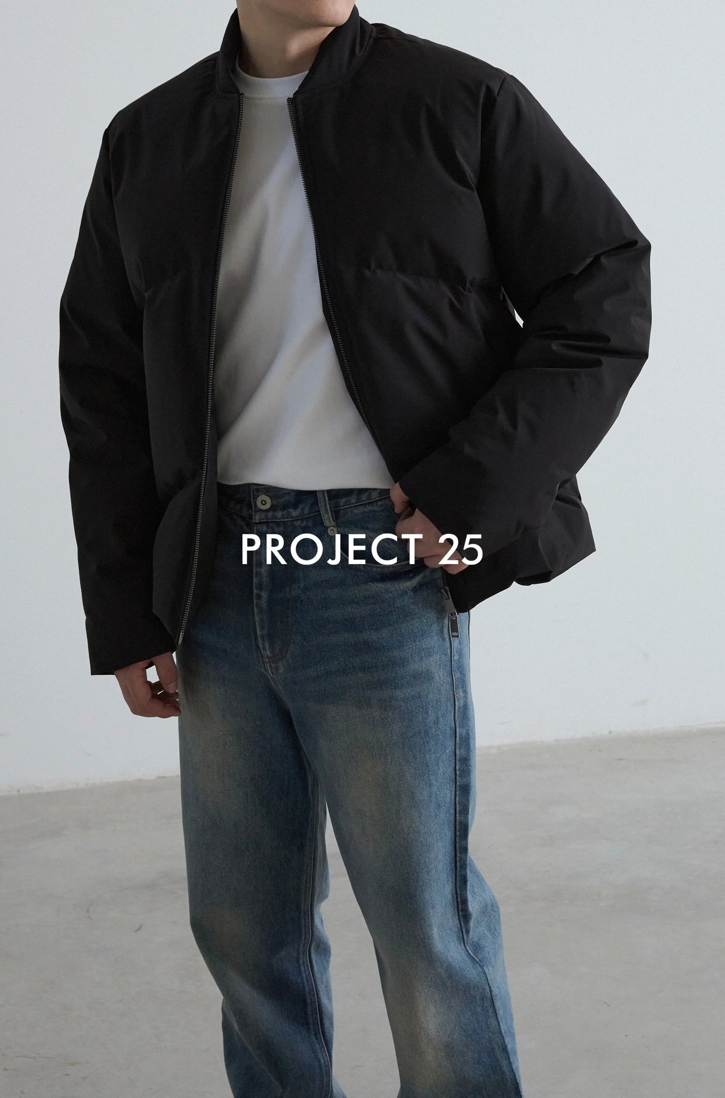 PROJECT 25 Men's Short Simple 90% White Duck Down Jacket Thickened Warm High-End Down Coat Zip Casual Winter Jacket
