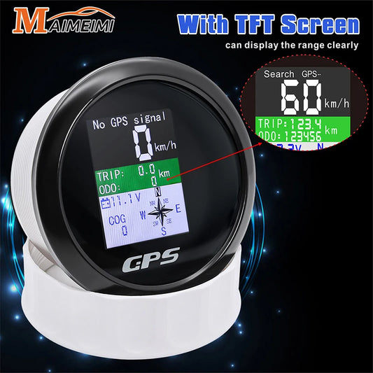 85mm Digital GPS Speedometer Odometer with GPS Antenna TFT Screen Waterproof Voltmeter Universal for 12V 24V Car Boat Motorcycle