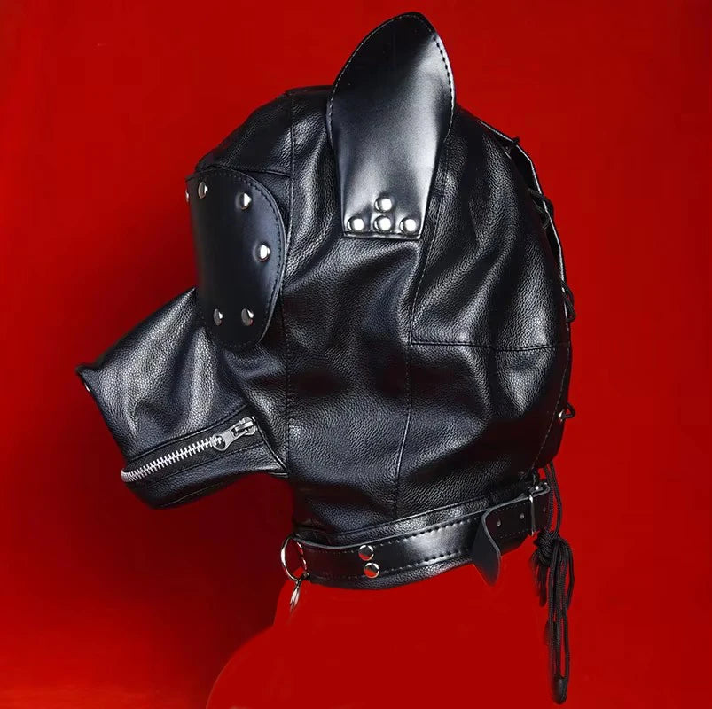 BDSM Mask Hood With Leash,Fist Mitts Mittens Bondage Restraints,Puppy Role Play,Sex Toys for Couples,SM Adult Games
