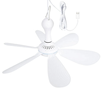 USB Fan Silent 6-blade Ceiling Fan 4-speed Hanging Fan for Camping Bed Camping Outdoor Hanging Camper Tents