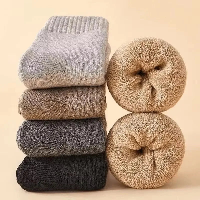 5pairs Winter Merino Wool Socks for Men Super Thick Warm High Quality Harajuku Retro Snow Casual Antifreeze Cashmere Socks Men