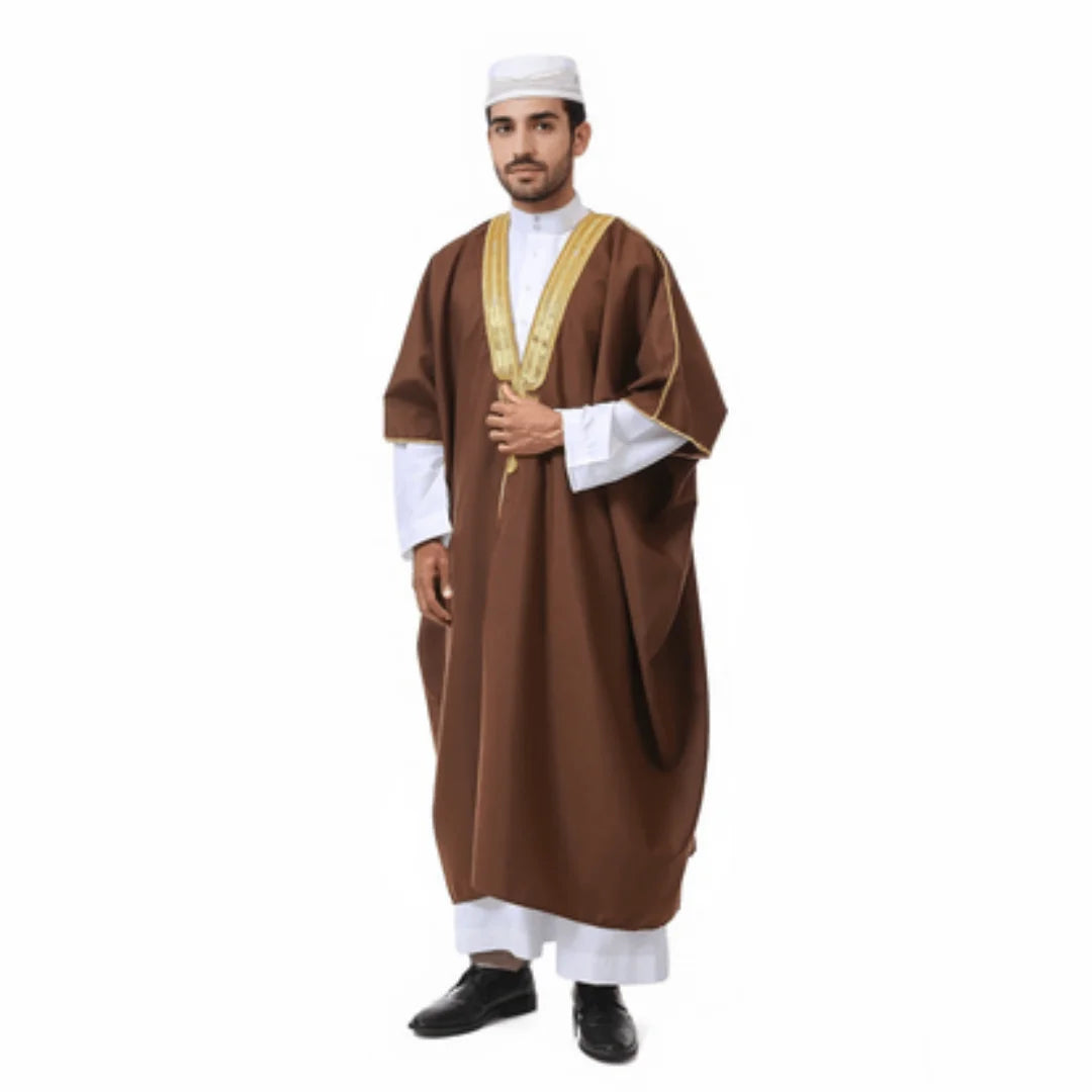 Muslim for Men Kaftan Robe Ramadan Arab Prayer Dress Open Front Embroidered Cardigan Islam Dubai Kimono