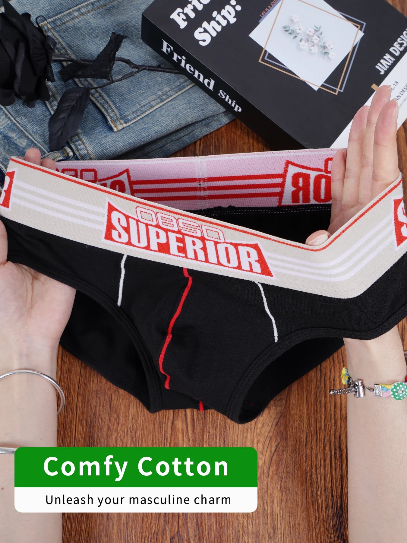 1PCS Men's 0850 SUPERIOR Print Briefs Comfy Cotton Breathable Low Rise Underwear
