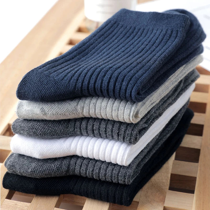 HSS Brand 2026 New 85% Pure Cotton Men Socks Casual Business Stripe Deodorant Breathable Man Travel Winter Sock 5 Pairs / Lot