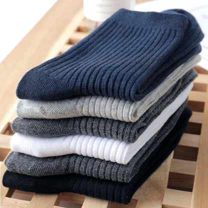HSS Brand 2026 New 85% Pure Cotton Men Socks Casual Business Stripe Deodorant Breathable Man Travel Winter Sock 5 Pairs / Lot