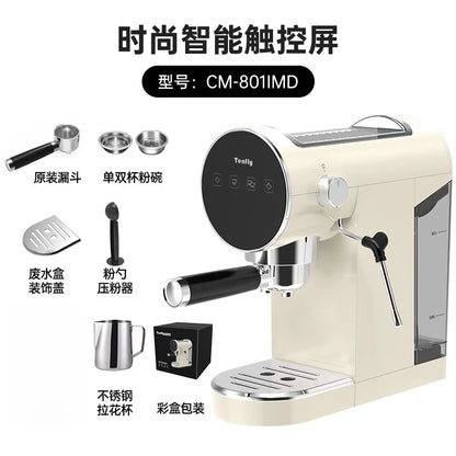 220V Tenfly Semi Automatic Espresso Machine 20Bar Pump Compact Home Coffee Maker with Steam Milk Frother AF
