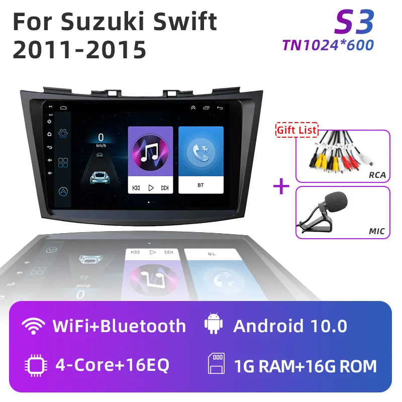 JUNDOF 9" CarPlay 2DIN Android Auto Car Radio Stereo For Suzuki Swift 2011 2012 2013 2014 2015 2016GPS Multimedia Video Player