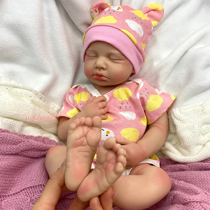 50cm Open Mouth Doll Soft Lifelike Silicone Reborn Baby Girl/Boy Loulou Waterproof Baby 3D Skin Doll Gift for Dementia Patients