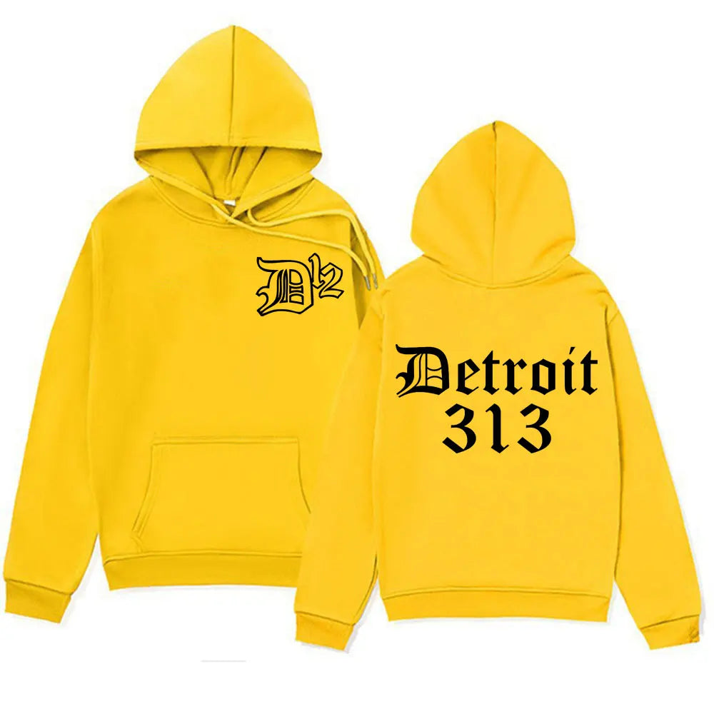 D12 Band Rapper Eminem Hoodie Detroit Michigan 313 Print Hoodies Men Women Hip Hop Vintage Style Sweatshirt Oversized Streetwear