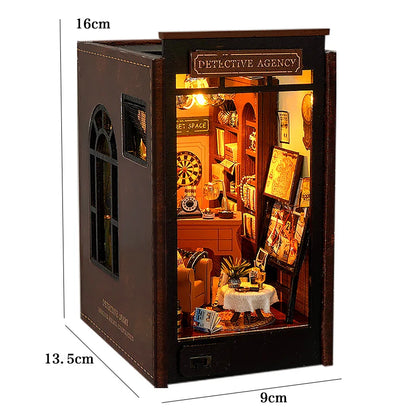 Book Nook Kit Doll House DIY Wooden Puzzle Bookshelf Insert Decor Dollhouse Model Bookend Building Home Decoration Xmas Gifts