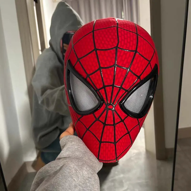 Amazing Spider Man Figure Mask 1:1 Wearable Headgear Helmet With Ring Control Eye Light Cosplay Props Collection Model Toy Gift