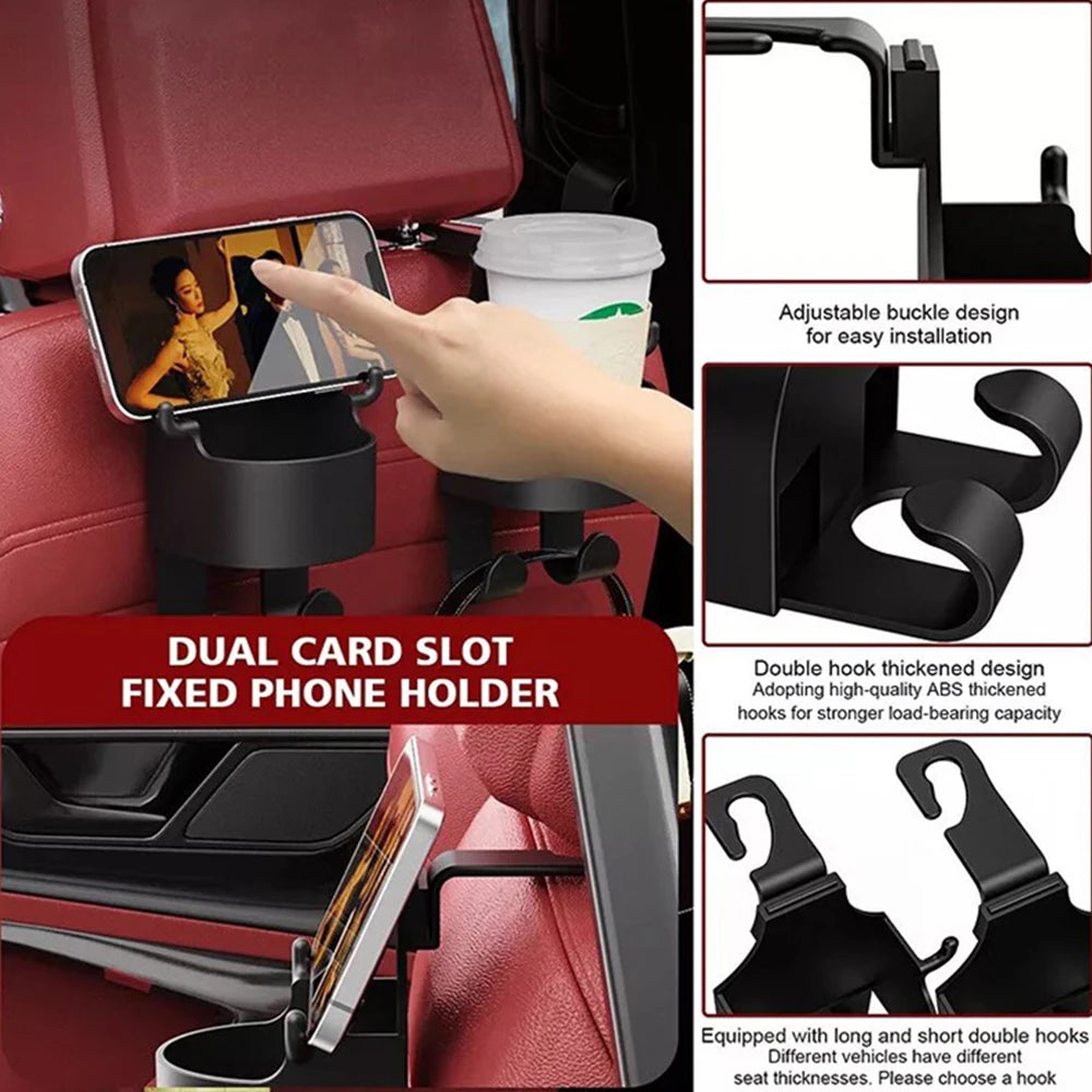 2pcs Multifunctional Hook Car Storage Rack Cup Holder Hanger Storage Box Box Durable Seat Back ABS Material