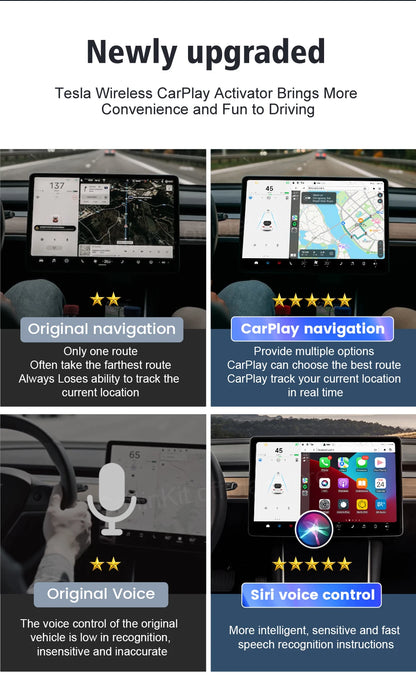 CarlinKit USB Adapter Wireless Android Auto CarPlay 2-In-1 Smart Box For Tesla Model 3 Model Y 2.4G&5Ghz WiFi BLE Auto Connect