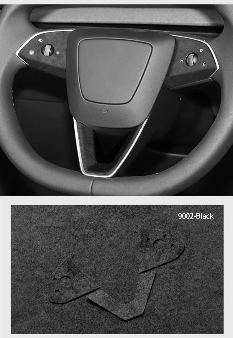 Made of Alcantara For Tesla Model 3 (2024-)/Model Y (2025-) Steering Wheel Trim Frame Sticker Car Interior Tuning Accessories