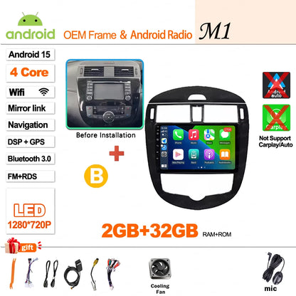 9 inch for Nissan Pulsar 6 NB17 2014 - 2018 Android 16 Wireless CarPlay Car Radio Video Multimedia Player GPS Navi DSP Stereo 4G